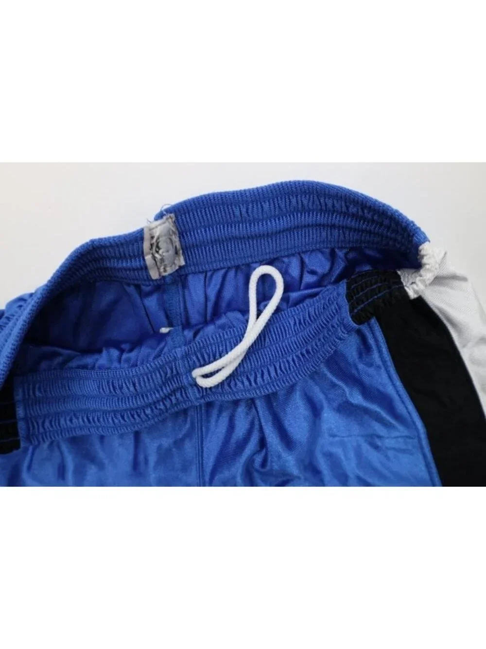 Vintage 90s Mens Large Color Block Silky Dazzle Gym Basketball Shorts Blue USA